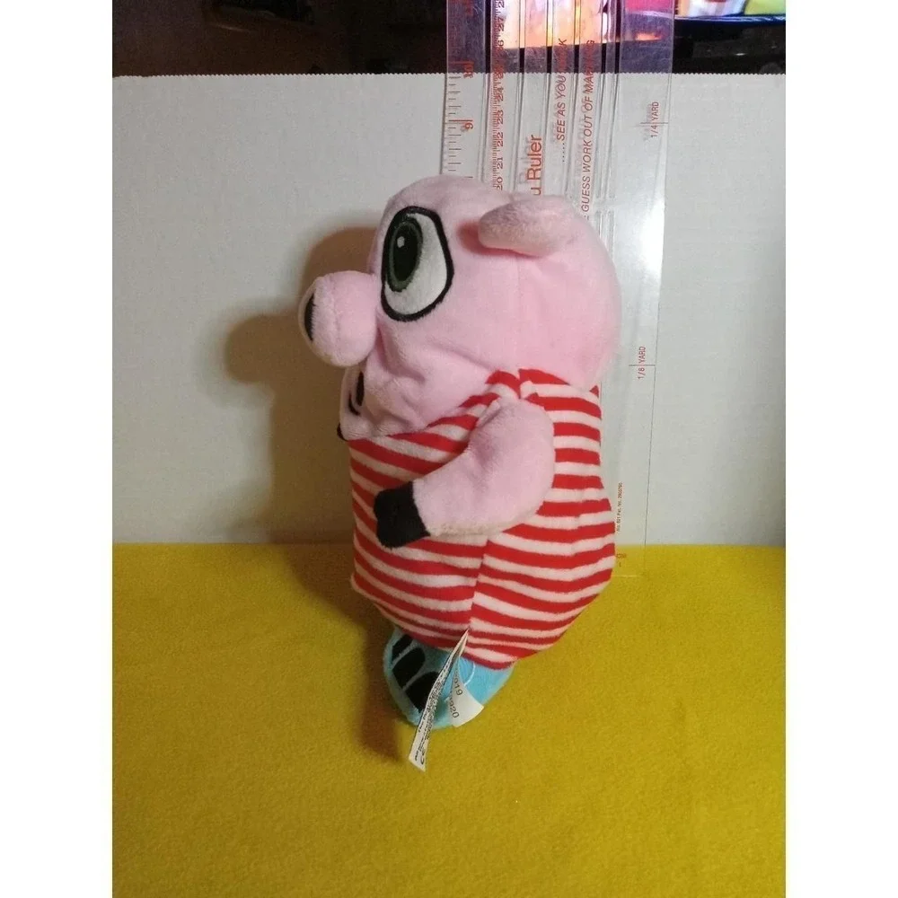 PlushCoop Squad Plush Pig Stuffed Animal Toy Red White Striped Shirt Blue Shoes